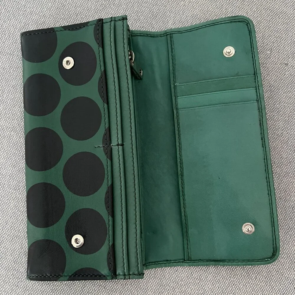 MARC JACOBS Green/Black Polka Dot Wallet Lambskin RARE Runway 2011 - Picture 2 of 7